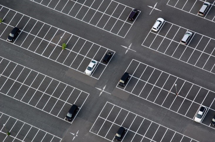 Arial view of parking lot
